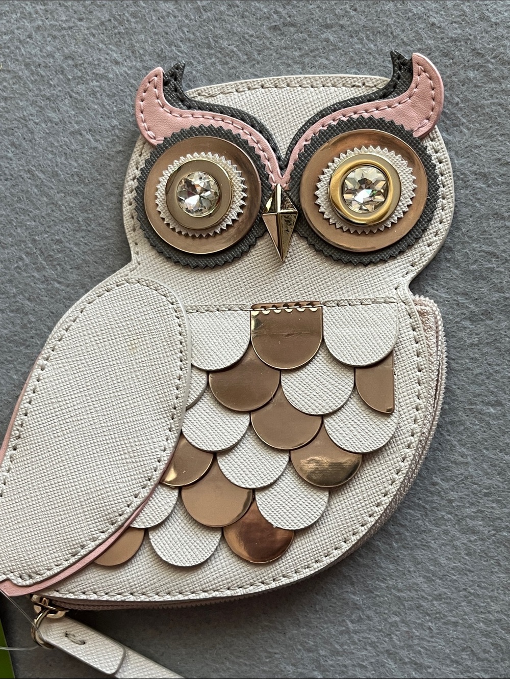 kate spade Cream and Pink Owl Coin Wallet with Gold Scales - Picture 2 of 4